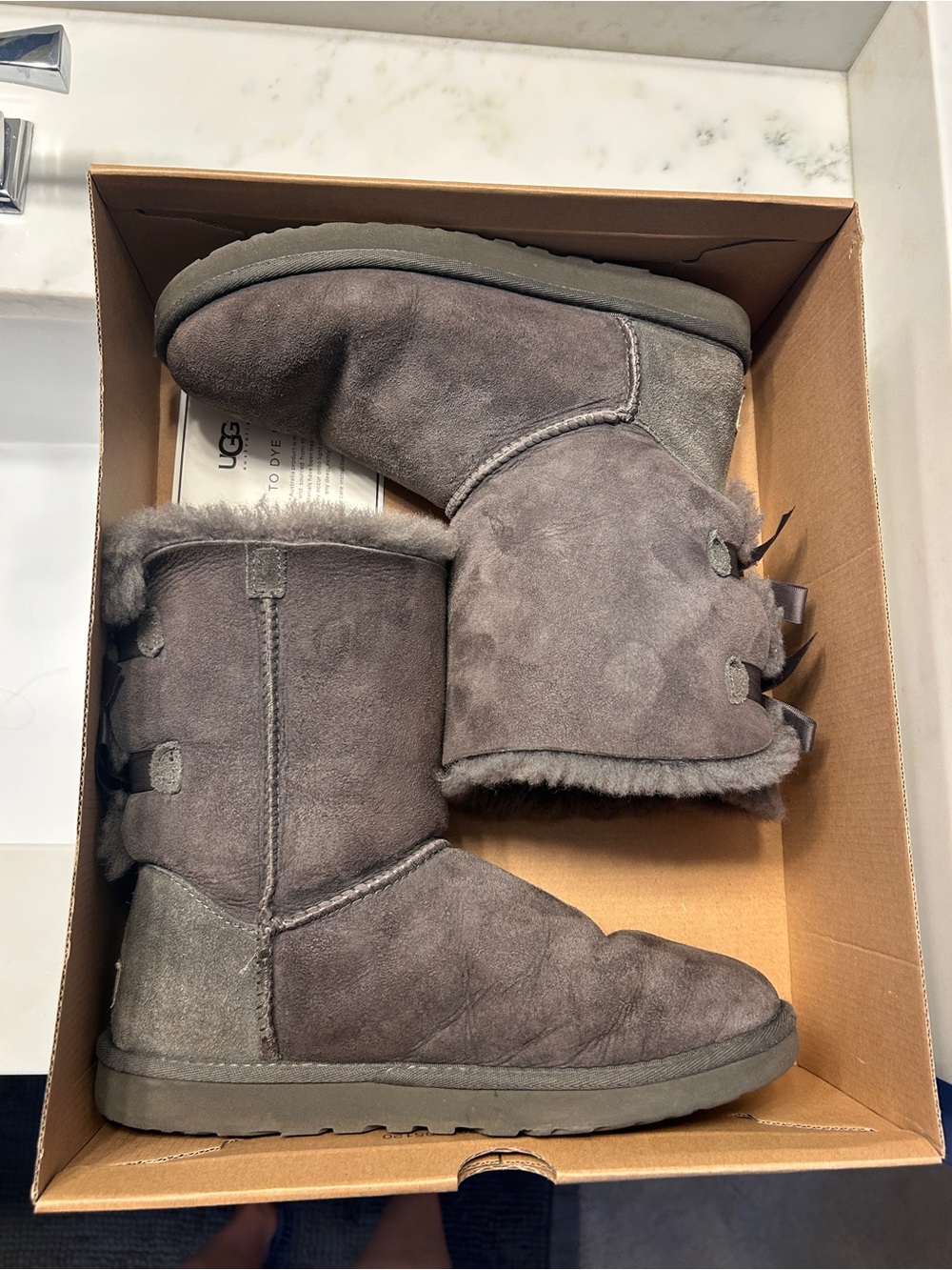 UGG Grey Boots with Bailey Bow